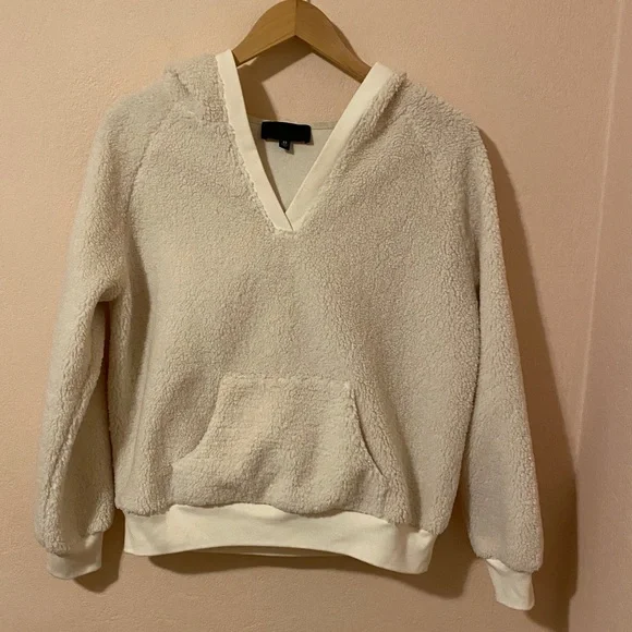 NILI LOTAN Marcello fleece hoodie pullover jacket natural xsmall - Picture 5 of 13